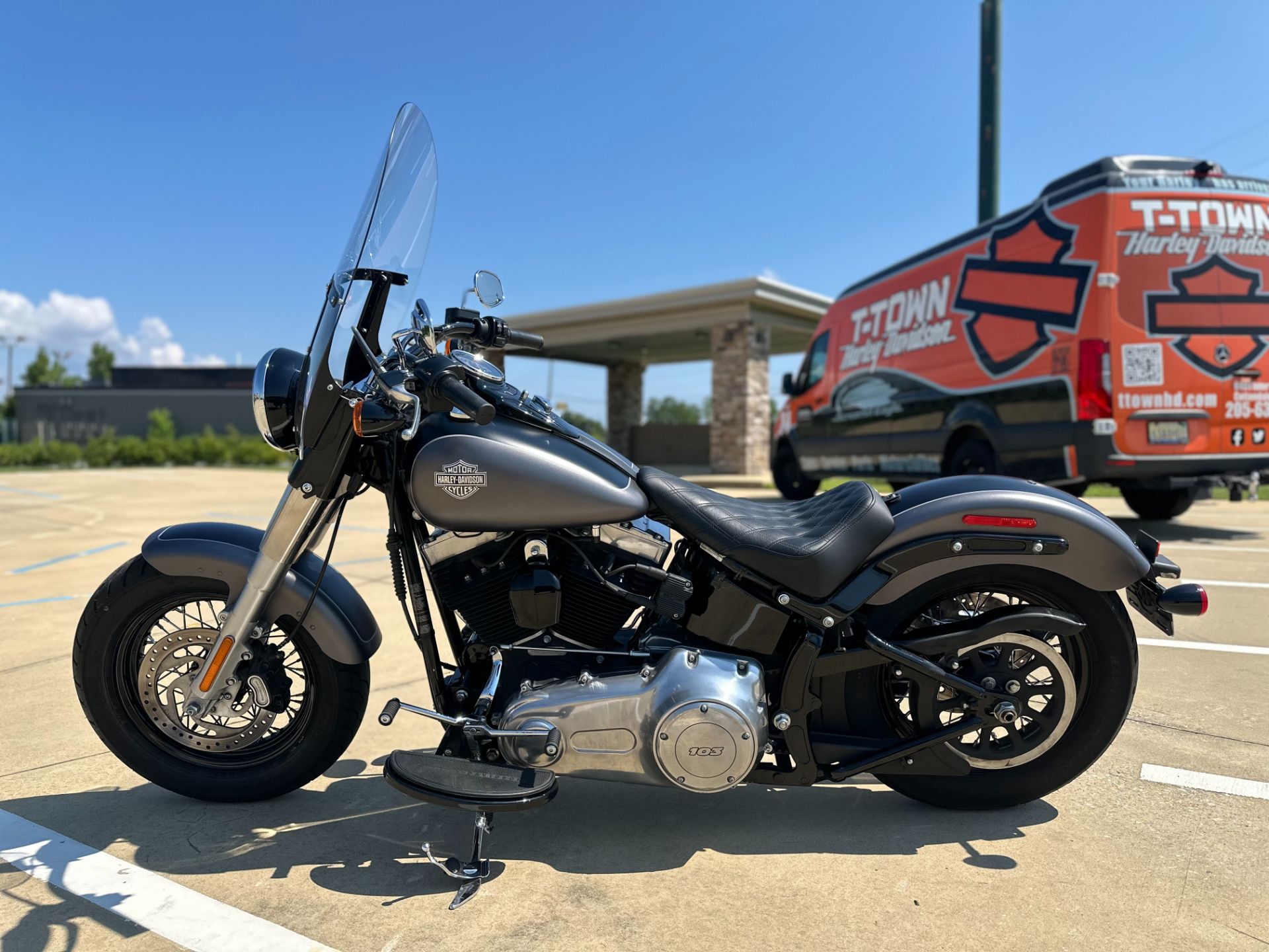 027312 2017 harley davidson fls softail slim cruiser charcoal black denim - Photo 4