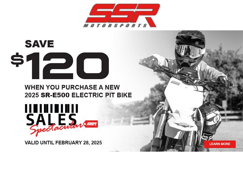 SSR Motorsports - Save $120 When You Purchase a New 2025 SR-E500 Electric Pit Bike