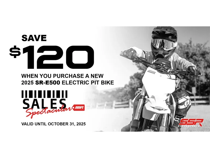 SSR Motorsports - Save $120 When You Purchase a New 2025 SR-E500 Electric Pit Bike