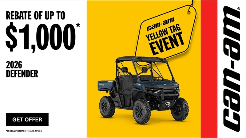 Can-Am - Save up to $1,000 on select 2026 Defender models