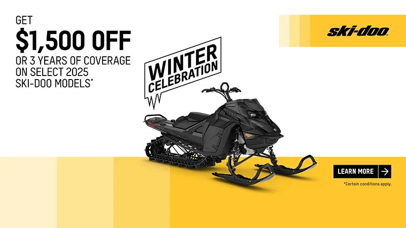 Ski-Doo - Get a rebate up to $1,500 or 3 years of coverage or financing starting at 1.99% for 36 months on select 2025 Ski-Doo models