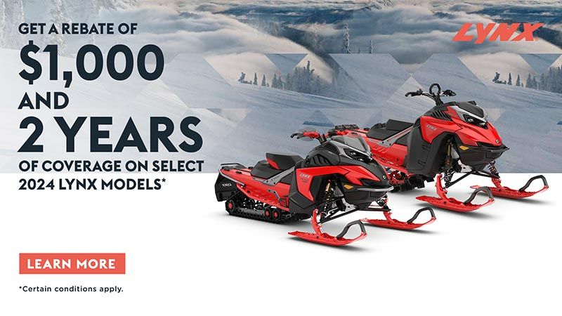 Lynx - Get a rebate of $1,000 and 2 years of coverage on select 2024 Lynx models