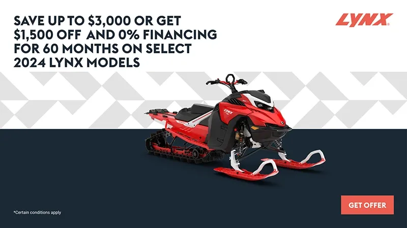 Lynx - Save up to $3,000 or get $1,500 off and 0% financing for 60 months on select 2024 Lynx models