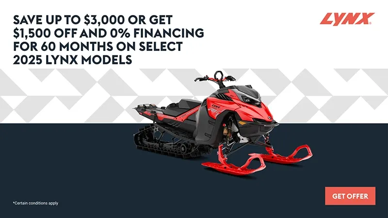 Lynx - Save up to $3,000 or get $1,500 off and 0% financing for 60 months on select 2025 Lynx models