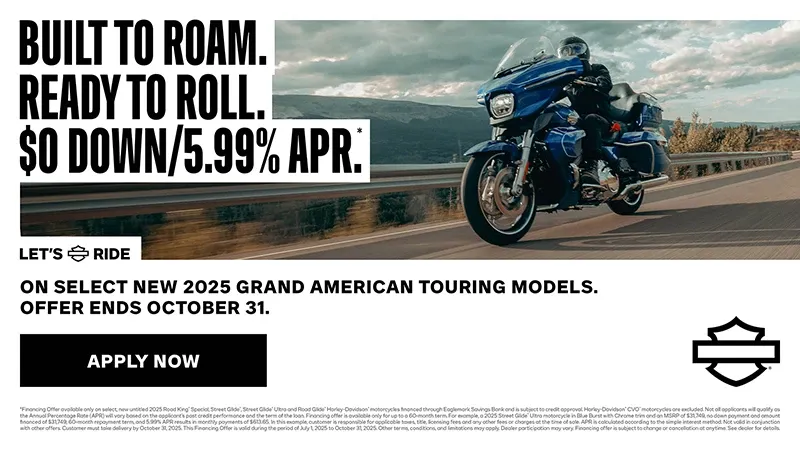 Harley Davidson - Built Ro Roam. Ready To Roll. $0 Down, 5.99% APR