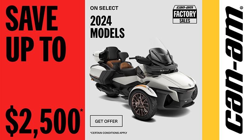 Can-Am - Get a rebate up to $2,500 or an additional year of coverage or financing starting at 2.99% for 60 months on 2024 3-Wheels