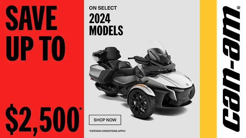 Can-Am - Get a rebate up to $2,500 or an additional year of coverage or financing starting at 2.99% for 60 months on 2024 3-Wheels