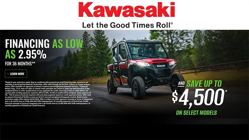 Kawasaki - Financing As Low Aa 2.95% For 36 Months** And Save Up To $4,500* On Select Models