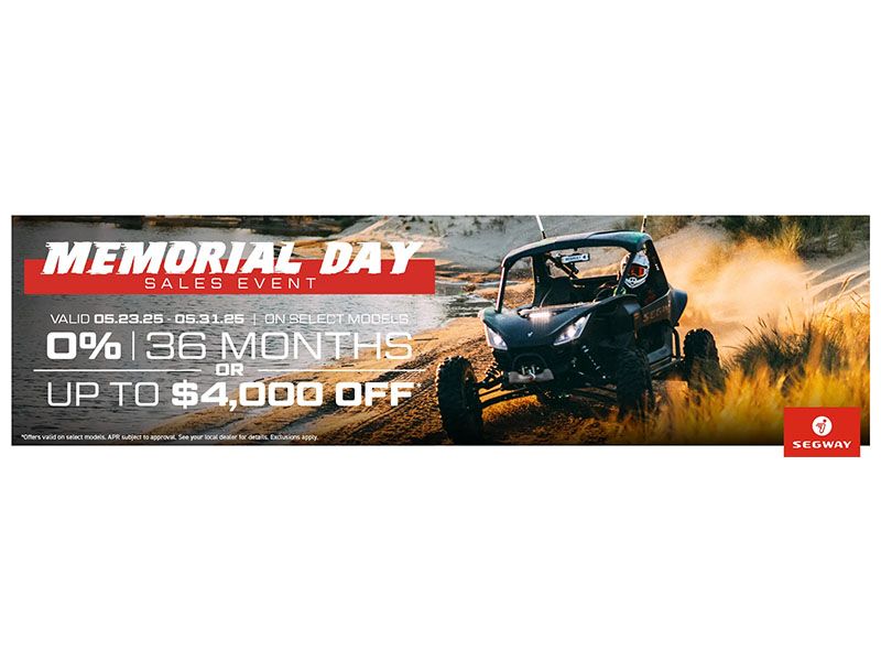 Segway Powersports - Memorial Day Sales Event - 0% 36 Months or Up To $4,000 Off