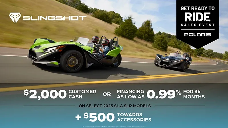 Slingshot - $2,000 Customer Cash or Financing offer for Slingshot SL and SLR Models
