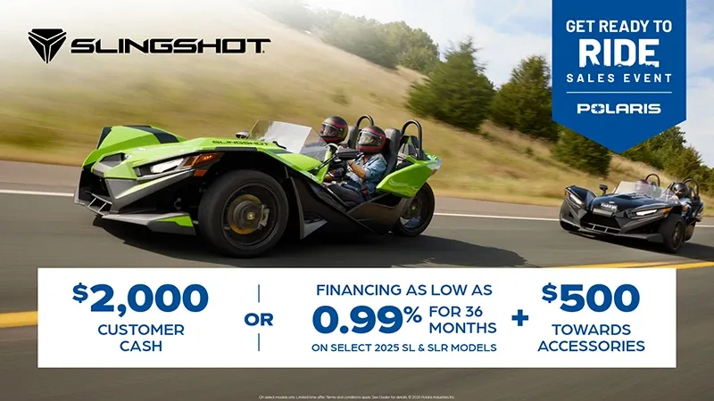 Slingshot - $2,000 Customer Cash or Financing offer for Slingshot SL and SLR Models