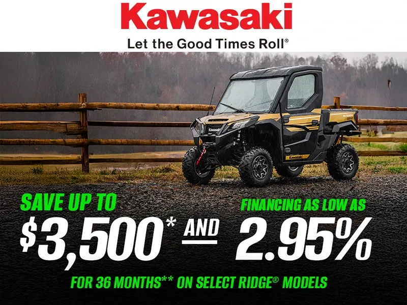 Kawasaki - Save Up To $3,500* And Financing As Low As 2.95% For 36 Months** on Select RIDGE® Models