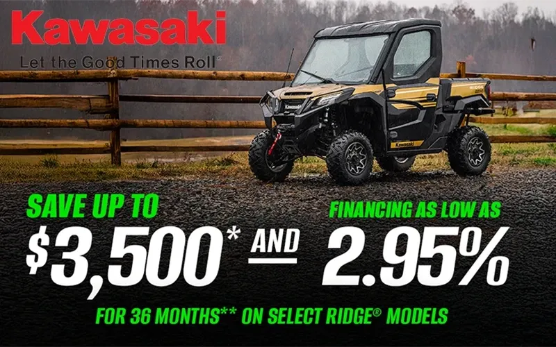 Kawasaki - Save Up To $3,500* And Financing As Low As 2.95% For 36 Months** on Select RIDGE® Models