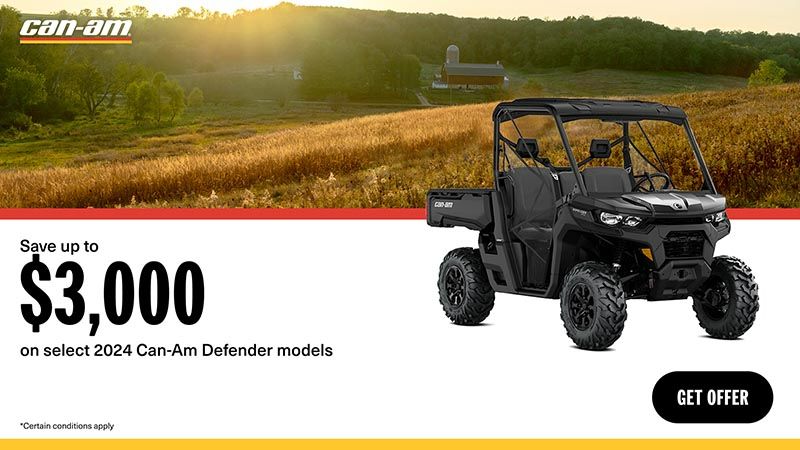 Can-Am - Save up to $3,000 on select 2024 Can-Am Defender models