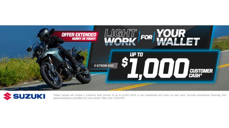 Suzuki - Light Work For Your Wallet - Up to $1,000 Customer Cash