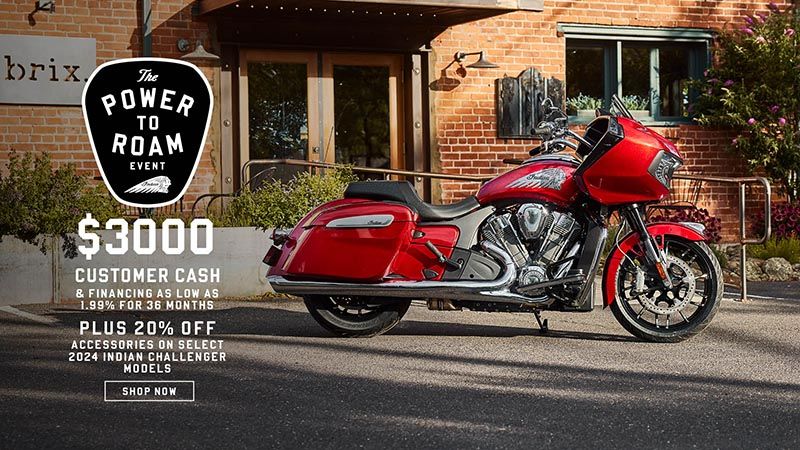 Indian Motorcycle - $3000 Customer Cash & Financing As Low As 1.99% For 36 Months, Plus 20% Off Accessories On Select 2024 Challenger Models