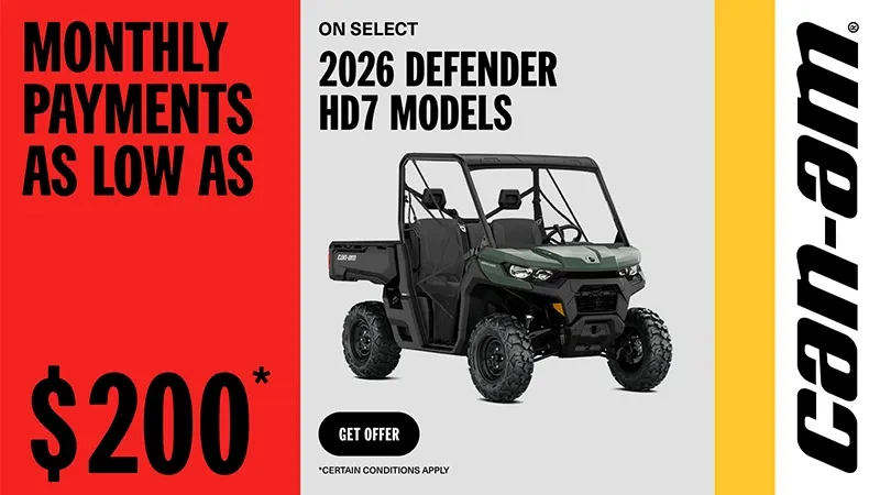 Can-Am - Monthly payment as low as $200 on select 2026 Defender HD7 models