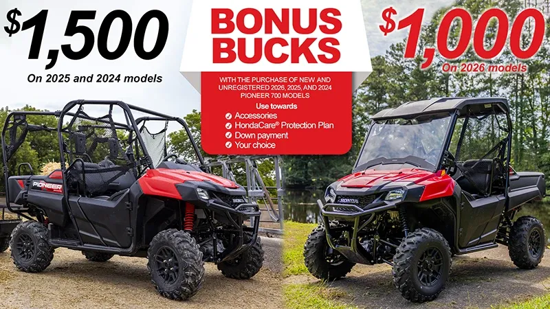 Honda - Up To $1500 Bonus Bucks