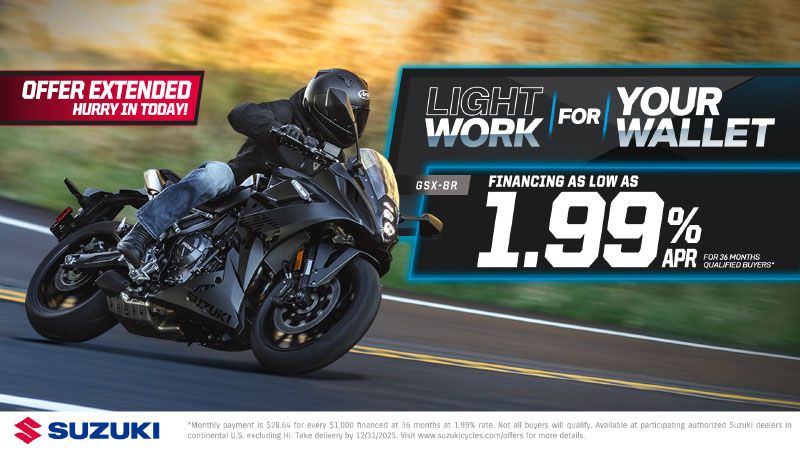 Suzuki - Light Work For Your Wallet - 1.99% APR for 36 Months