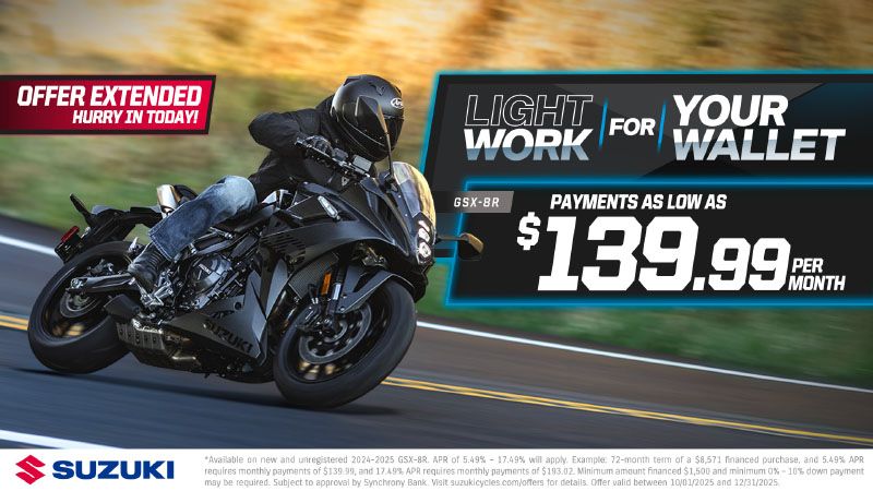 Suzuki - Light Work For Your Wallet - Payments As Low As $139.99 Per Month