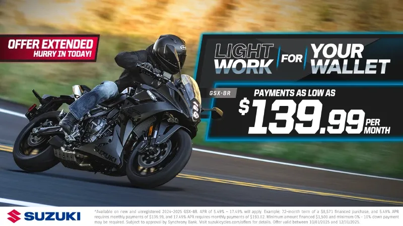 Suzuki - Light Work For Your Wallet - Payments As Low As $139.99 Per Month