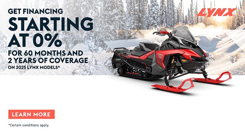 LYNX - Get financing starting at 0% for 60 months and 2 years of coverage on 2025 Lynx models