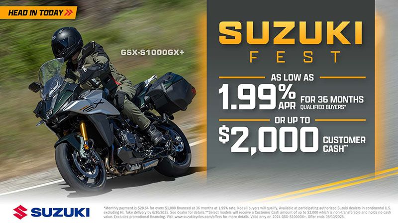 Suzuki - Suzuki Fest - As Low As 1.99% APR for 36 Months Qualified Buyers* or Up To $2,000 Customer Cash**