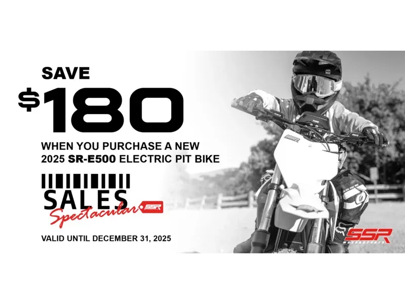SSR Motorsports - Save $180 When You Purchase a New 2025 SR-E500 Electric Pit Bike