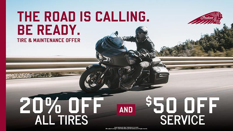 Indian Motorcycle - 20% Off All Tires & $50 Off Service