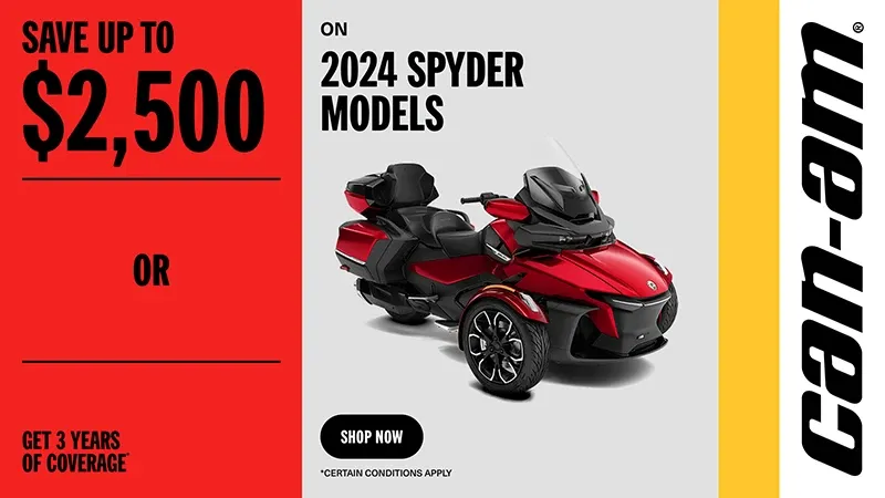 Can-Am - Save up to $2,500 or get 3 years of coverage on 2024 Spyder models