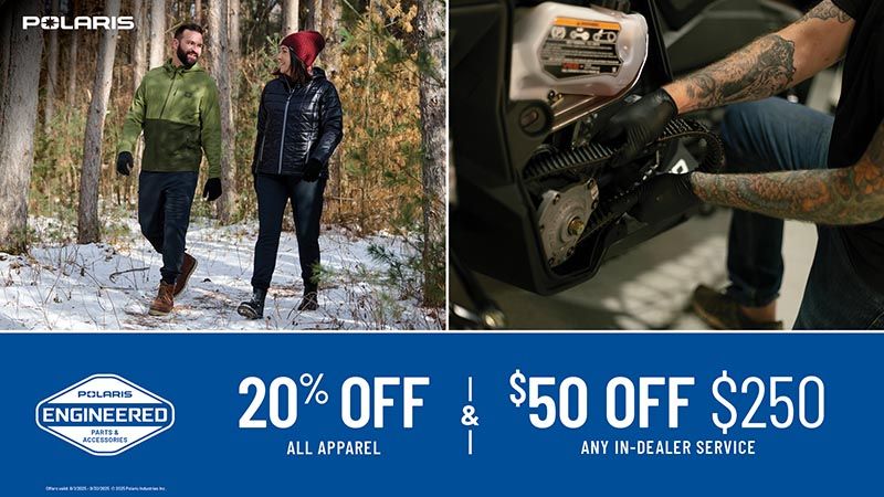 Polaris - 20% Off Apparel & $50 Off $250 In Dealer Service