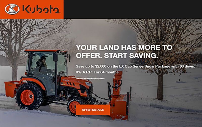 Kubota - Your Land Has More To Offer. Start Saving