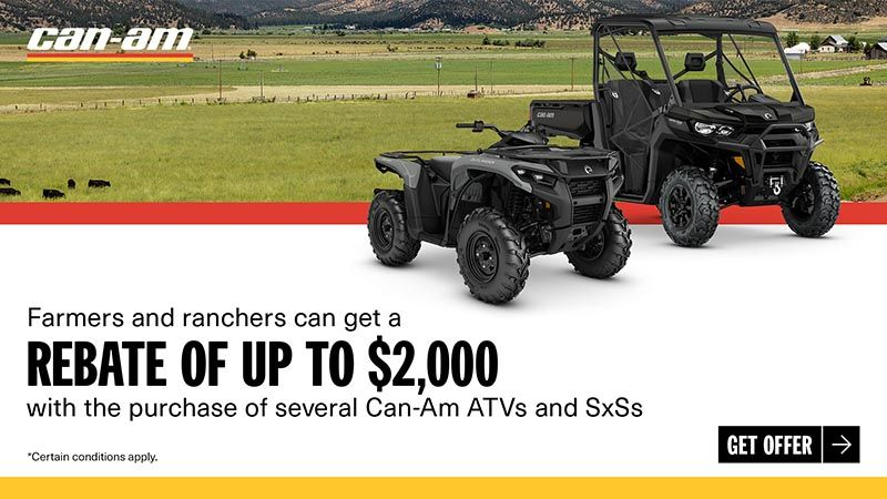 Can-Am - Rebates up to $2,000 on the purchase on several Can-Am Off-Road vehicles