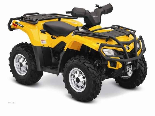 2012 Can-Am Outlander 400 XT in Yellow — front three-quarter view