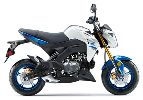New 2022 Kawasaki Z125 Pro Pearl Robotic White Candy Plasma Blue Motorcycles in La Marque TX Mainland Cycle Center LLC Stock