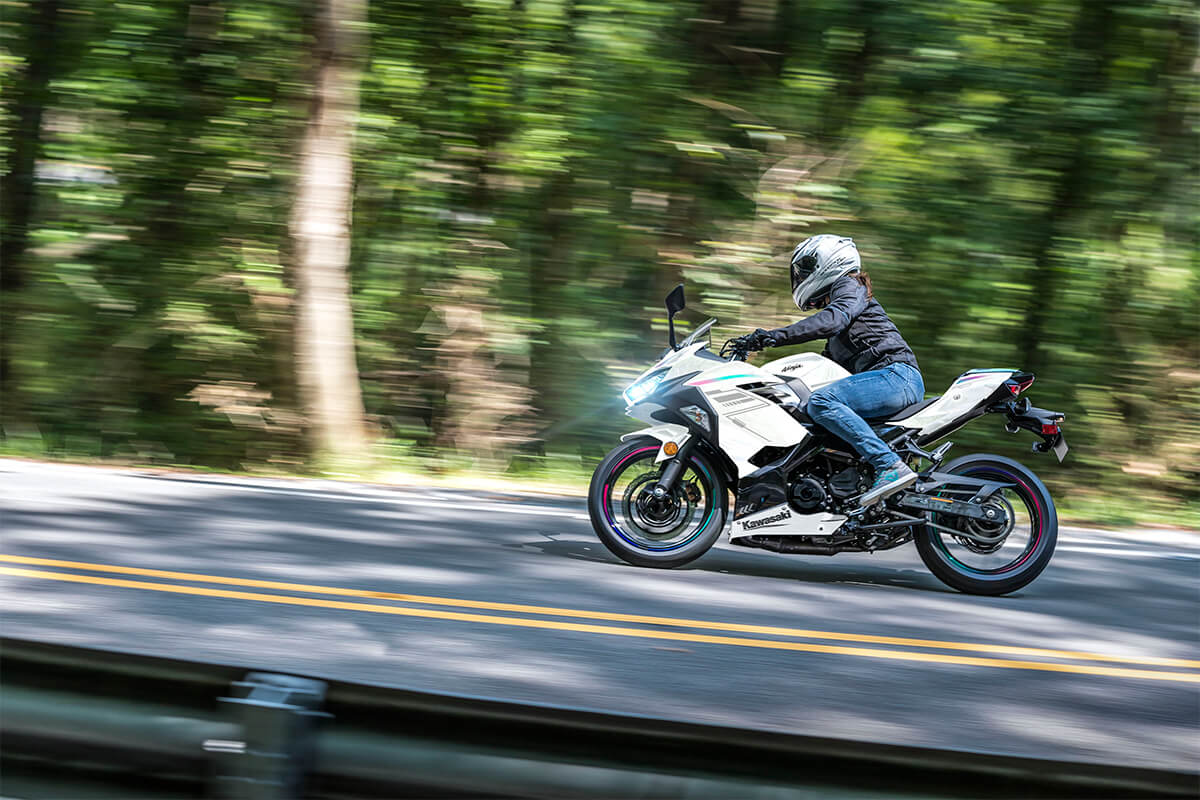 New 2023 Kawasaki Ninja 400 ABS Metallic Magnetic Dark Gray Metallic Matte Twilight Blue Motorcycles in La Marque TX Mainland Cycle Center LLC Stock