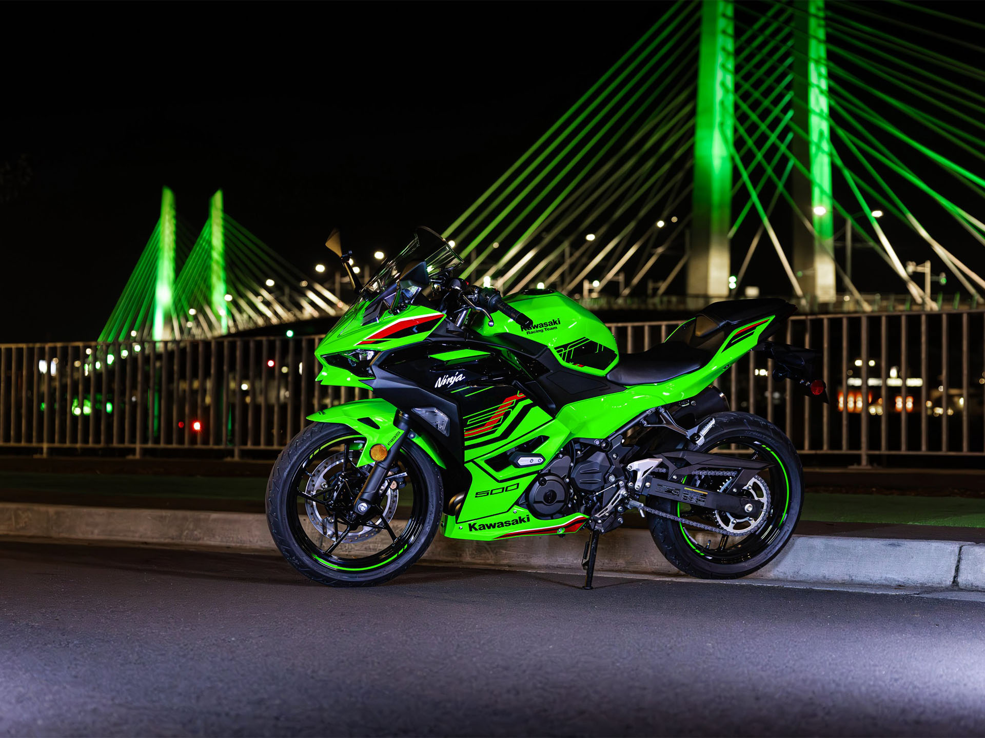 New 2024 Kawasaki Ninja 500 KRT Edition SE ABS Motorcycles in Bellingham WA Lime Green Ebony