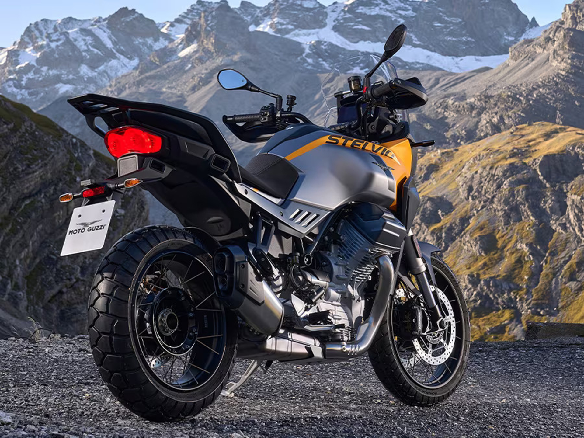 New 2024 Moto Guzzi Stelvio PFF Rider Assistance Solution Specs Photos Price For Sale in Elk Grove CA Giallo Savana