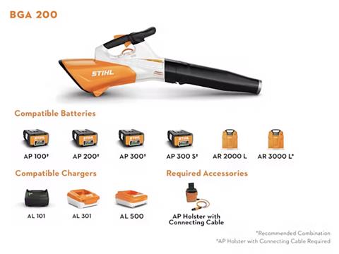 Stihl BGA 200 w/ AR 3000 L Backpack Battery, AL 500 Charger, Connecting Cable, AP Adaptor & Harness in Calmar, Iowa - Photo 3