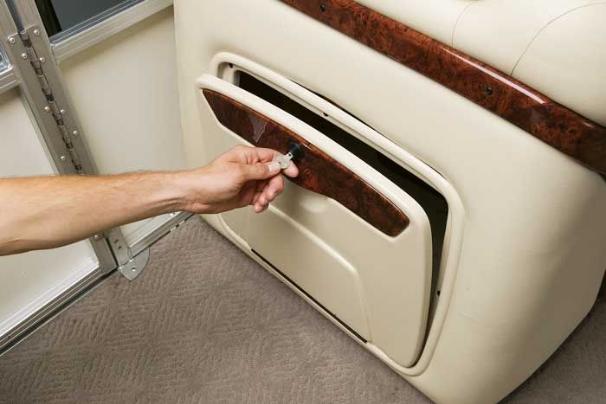 Keep gear safe and secure in the lockable storage compartment on the side of the lounge. - Photo 6