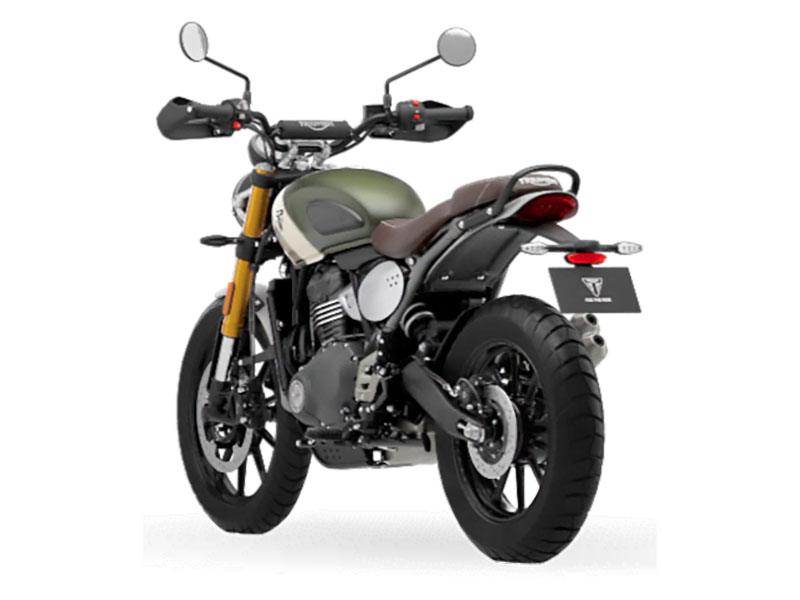 New 2024 Triumph Scrambler 400 X Specs Photos Price For Sale in Elk Grove CA Matte Khaki Green Fusion White