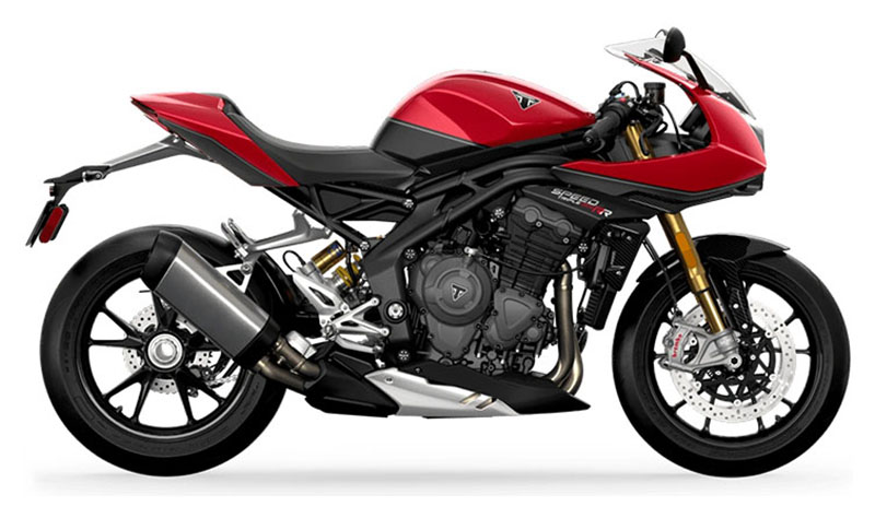 New 2024 Triumph Speed Triple 1200 RR Red Hopper Storm Grey Motorcycles For Sale in Foxboro Massachusetts MOMS Foxboro