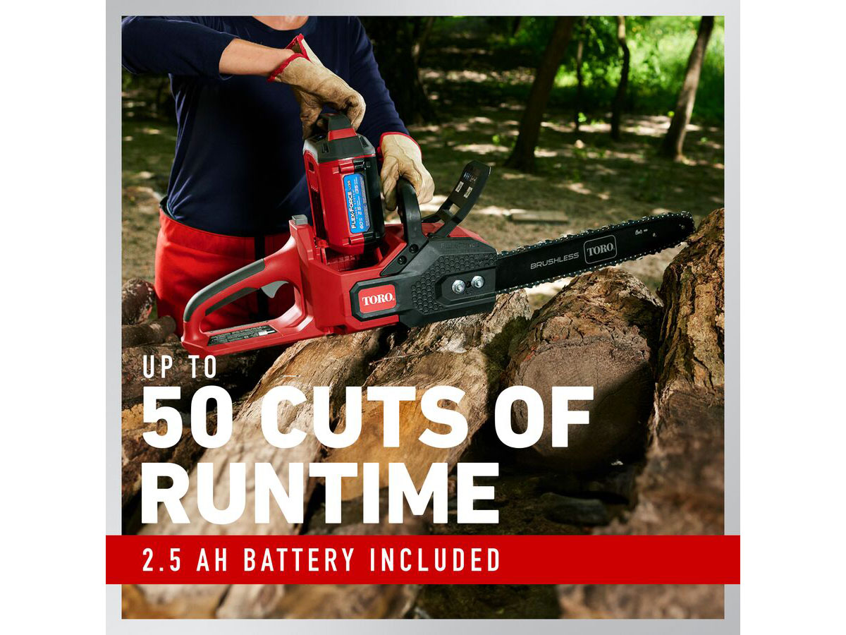 Toro 60V MAX 16 in. Brushless Chainsaw w/ 2.5Ah Battery in Gaylord, Michigan - Photo 6