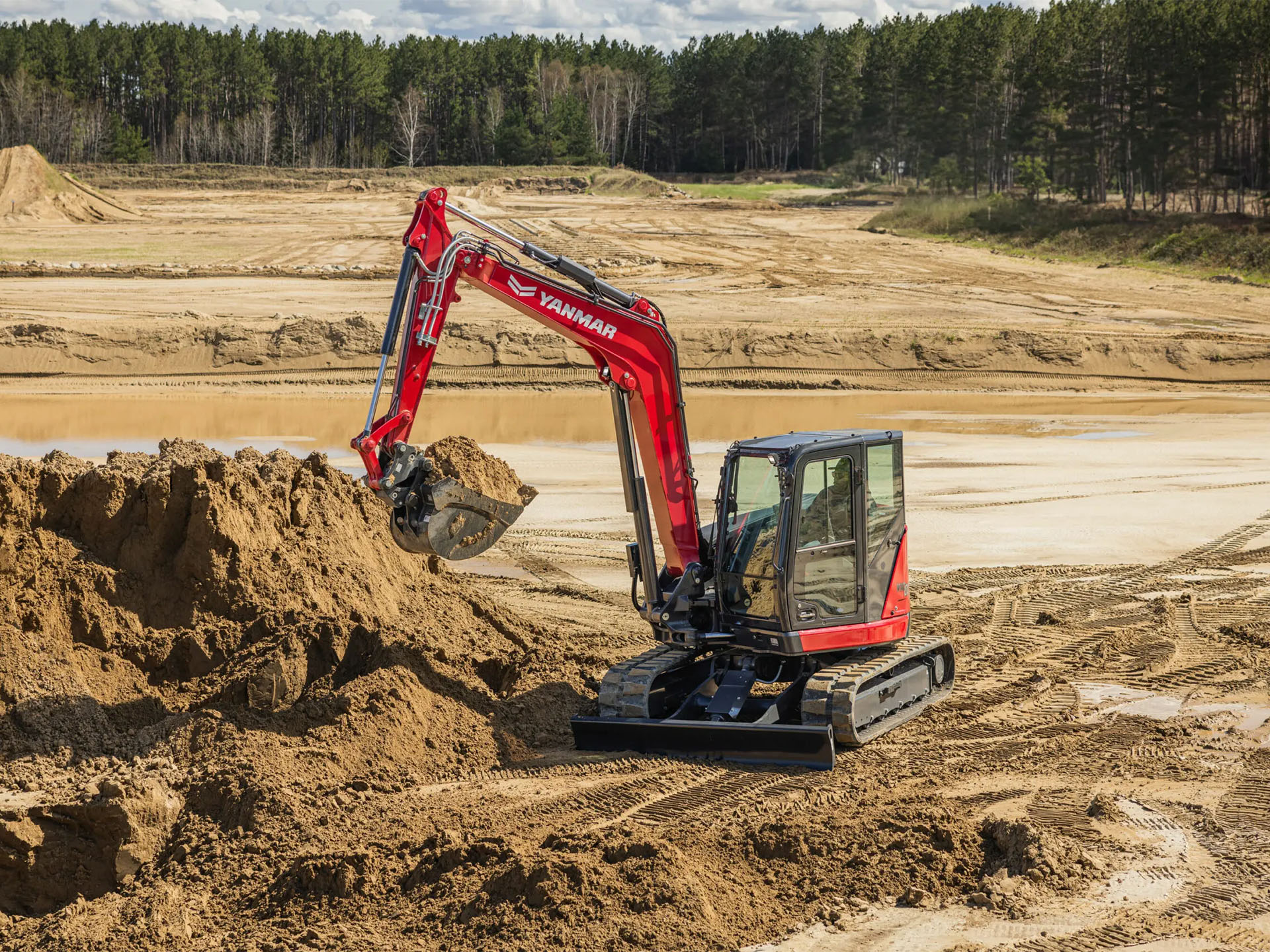 New 2025 Yanmar ViO80-7 Cab Rubber Track Red | Excavators in Saint