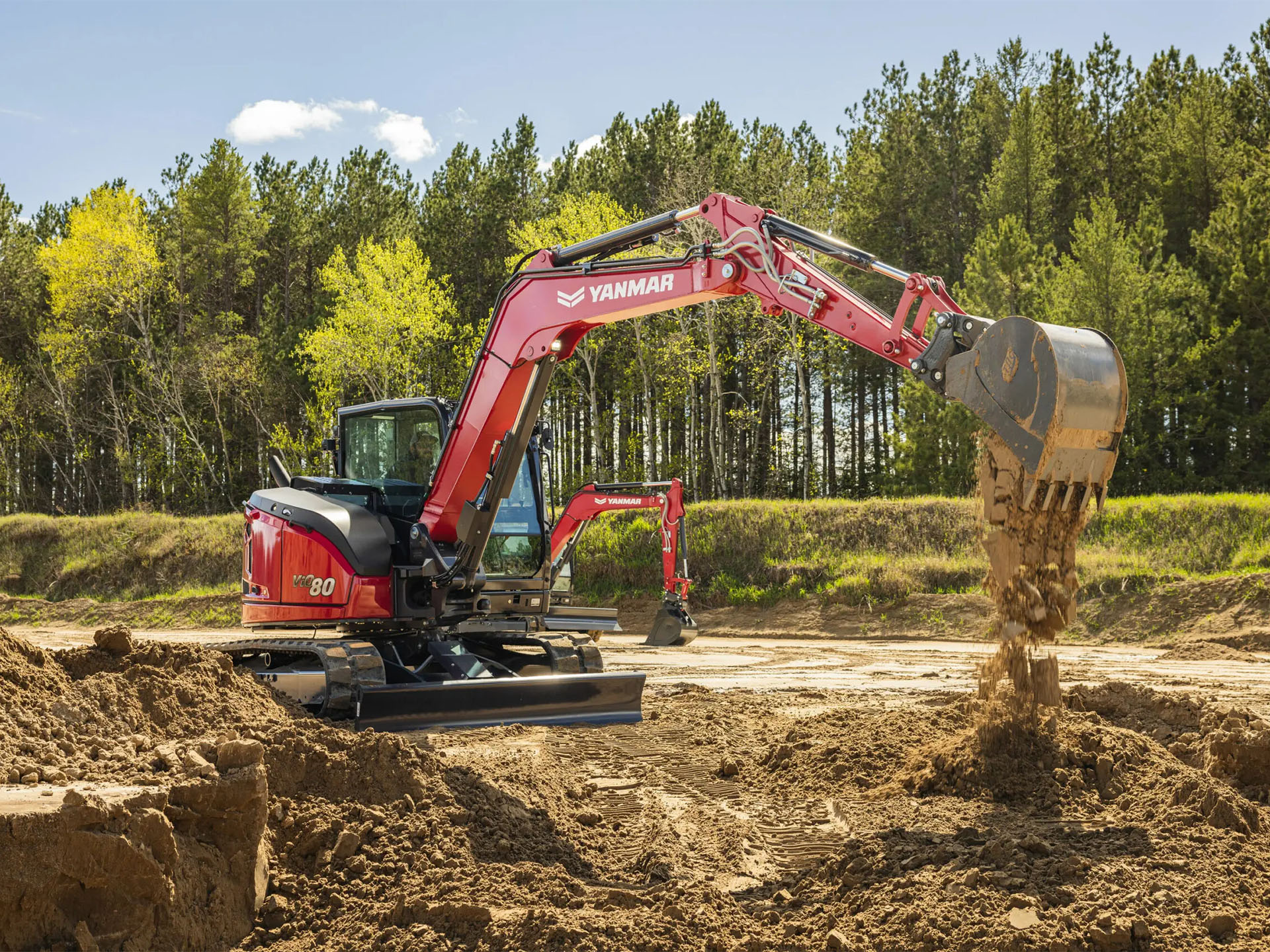New 2025 Yanmar ViO80-7 Cab Rubber Track Red | Excavators in Saint